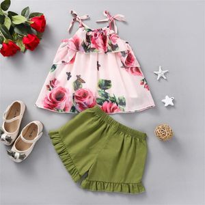 Clothing Sets Toddler Kids Girls Clothes Floral Print Sleeveless Strap Suspenders Top Shorts If For Poem Juniors Outfits Teen