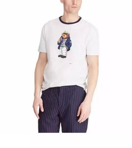 R Luksusowa designerska męska koszulka z krótkim rękawem z nadrukiem niedźwiedziem, modną i ponadwymiarową w bawełnie, rozmiar S-3XL na lato.