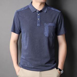 Polos masculinos Design masculino Moda de pólo masculino Teen Youth Youth Vintage verão respirável bolso sólido camiseta masculina algodão casual suave 230325