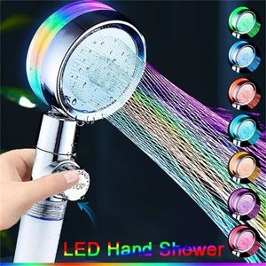 Bathroom Shower Heads 7 Colors LED Shower Head Shower Automatic Rgb Temperature Control Water Saving Shower Filter High Pressure Shower Head 230325