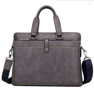 Aktentaschen, europäische und amerikanische Marke, modische graue Computer-Handtaschen, weiche PU-Aktentasche, Leder-Laptoptasche