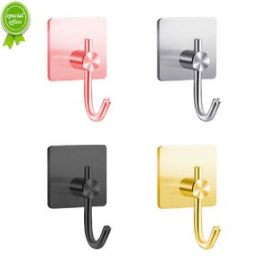 New 1PCS Wall Self-adhesive Hook Aluminum Bathroom Towel Robe Hanger Hook Door Keys Bag Coat Cloth Hanger Rack Kitchen Hardware Hook