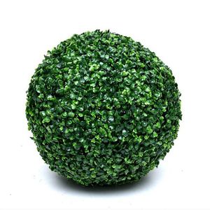 Flores decorativas 1 peça grande planta artificial verde bola topiaria árvore buxo festa de casamento casa decoração ao ar livre plantas plástico grama