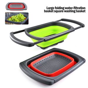 Colanders Strainers Foldable Drain Basket Colander Large Fruit Vegetable Washing Basket Strainer Silicone Colander Collapsible Drainer Kitchen Tool 230324