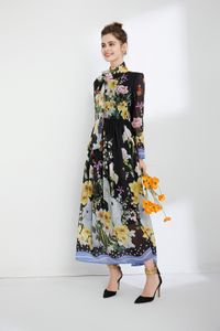 Runway Dresses Runway-Kleid Europäisch-amerikanischer Stil 2023 Frühjahr/Sommer neuer Stil Swing-Rock Temperament schlankes Chiffon-bedrucktes Kleid