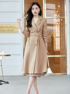 Two Piece Dres Formal Skirt Suit Female Black Apricot Coffee Long Sleeve Blazer Suits Office Business Work Wear Set 230324