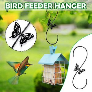 Hooks & Rails Attractive Bird Feeders Hanger Metal Hummingbird S-Shaped Hook Outdoor Steel Butterfly Design For Hanging Plant Lanterns