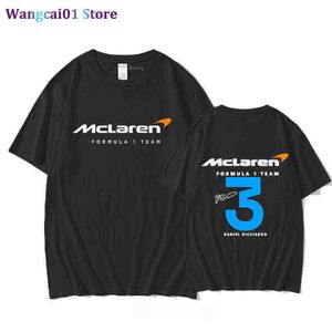 Camisetas masculinas McLaren F1 T-shirt Daniel Ricciardo 3 Novas chegadas 2022 Verão curto Seve toca o algodão puro grande traje de travessia Tees Print 0325H23