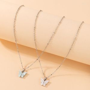 Cadeias Insp Colar de pingente de borboleta acrílica na moda para mulheres de liga de cor de cor prata metal de jóias Y2K Ajusta 21773