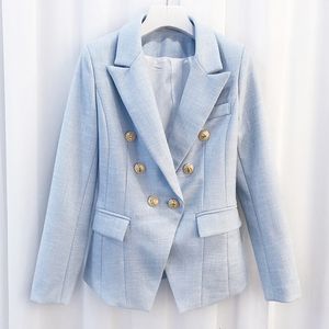 Women's Suits Blazers est 2023 Baroque Designer Breasted Color Gold Metal Lion Buttons Double Jacket 230325