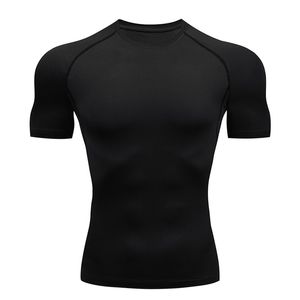 Herr thirts komprimering snabb torr tshirt män som kör sport mager kort tee skjorta manlig gym fitness bodybuilding träning svarta toppar kläder 230325