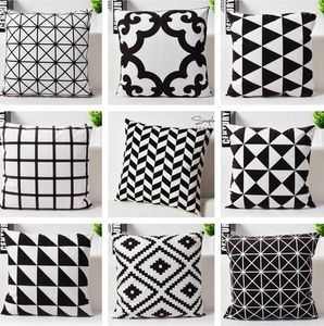 Kissen Nordic Style Dekorative Kissen Hülle Samt Geometrische Abdeckung Home Weiß schwarzes Kissenbezug Sofa