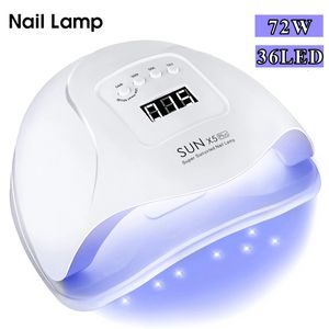 Nail Dryers LED Lamp For Manicure 72W Dryer Machine UV Drying Curing Gel Polish With Motion Sensing LCD Display 230325