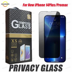 Sekretessskärmskydd för iPhone 15 14 Plus 13 12 11 XS Tempered Glass Anti-Spy Cover Shield för Samsung S8 S7 med detaljhandelspaket