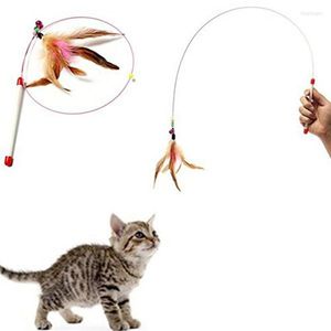 猫のおもちゃおもちゃ鋼ワイヤーフェザー猫のインタラクティブな子猫のベルいじめスティックワンド
