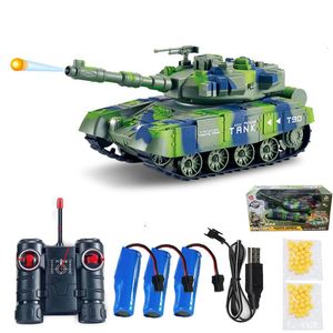 Tanque de batalha de carro elétrico RC Shoot BB Bullets Remote Control Shooting Charge USB com LED Sound Military War Game Electronic Boy Gift 230325