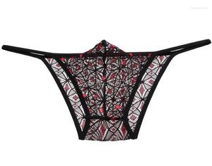 Underpants Men's Lace Rope Bikini Brief Mussy Net Gay Sissy Pouch Mini Briefs Underwear Hollow Short String Pants