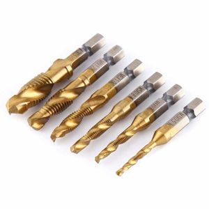 Hex Shank Titanium Plated HSS Screw Thread Metric Tap Drill Bits Machine Compound M3 M4 M5 M6 M8 M10 Hand Tools