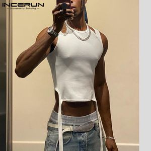 Men's Tank Tops 2023 Solid Color Sleeveless Hollow Out Casual Vests Streetwear Sexy Fashion Irregular Waistcoats 5XL INCERUN 7 230324