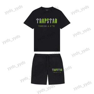 T230325MEN'S TRACKSUITSメンズTシャツ夏のトラップスタープリントコットンTシャツメンビーチショーツセットストリートウェアトラックスーツメンズスポーツスワーマンズ