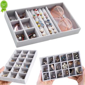 New Stackable Flannel Jewelry Bracelet Storage Box Drawer Rings Display Box Rings Necklace Jewelry Organizer Case Gift Watch Holder