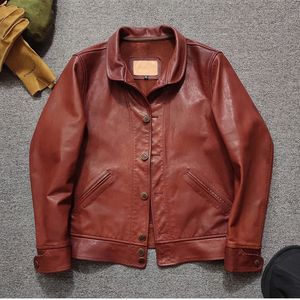 Men's Leather Faux Yrvintage Style Genuine Leather Jacketluxury Quality Oil Goatskin Coatbrand Clothno forro 230325