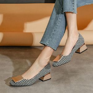 Dress Shoes Women Fashion Black Shallow Mouth Party & Night Club Square Heel Pumps Lady Sexy Comfort High Zapatos A6308