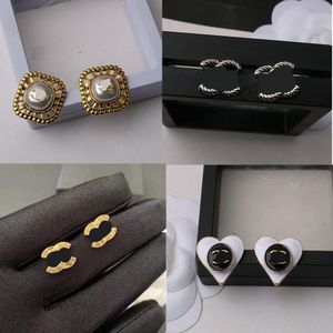 23ss 20style Mixed Luxury Brand Designers Letters Stud 18K Gold Plated 925 Silver Heart Women Crystal Rhinestone Pearl Earring Wedding Party Jewerlry