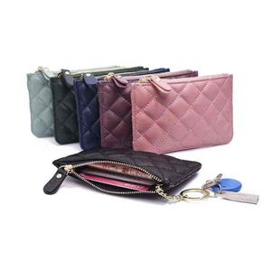 2021 Women's Leather Bags Multi-Card Wallet Diamond Plaid Key Case Sheepskin Wallet Key Holder Ring Purse Keychains for Ladie234S