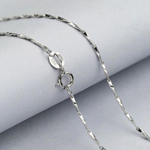 Chains Fulfilling Female Necklace Solid 925 Sterling Silver Chain 40CM/45CM Length White Gold Color