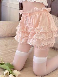 Kvinnors shorts lolita crinoline kvinnlig sötrosa ruffled kakkjol för kvinnor 2023 vår och sommar puffy bas leggings 230325