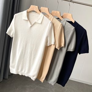 Polos Polos Flat Knitting Maszyna ananasowa igła męska Lapel z krótkim rękawem Męska koszulka Summer Fashion Casual Polo Shirt 230325