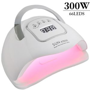 Nail Dryers 300W High Power SUN X12 MAX UV LED Lamp for Manicure Gel Polish Drying Machine with Large LCD Touch 66LEDS Smart Dryer 230325