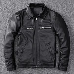 남성용 가죽 가짜 100 진짜 재킷 스프링 가을 오토바이 남성 패션 카우 히드 플러스 크기 5XL S LQ136 230324