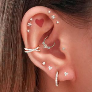 Nose Rings Studs Nose Rings Studs Daith Helix Tragus Piercing Earring For Women Star Conch Cuff Zircon Hoop Ear Cartilage Stainless Steel Jewelry 230325