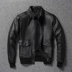 Men's Leather Faux YRClassic air force A2 style genuine leather coatmen bomber cowhide jacket super sales 230324