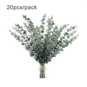 Flores decorativas 20pcs hastes folhas decoração de casa ramo ramo artificial Eucalipto