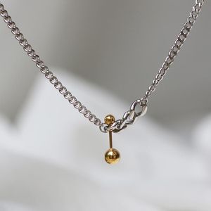 Chains Stainless Steel Balance Ball Necklace For Men Women Match Chain Thick Clavicle Gold And Sliver Color Titanium