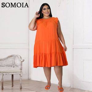 Kleider in Übergröße SOMOIA Einfarbiges lässiges modisches Kleid Plus Size Damenbekleidung Großhandel Drop Summer Loose Rock Partykleider 230325