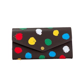 Mirror Quality Polka Dot Wallet Womens Change Designer Purse Fashion Clutch Leather Passport Holder Canvas dragkedja med Dust Bag Original Box L301