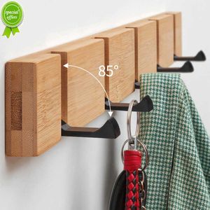 Ny ny väggmonterad träkrok fällbar dörr nyckeldukväska hängande krokvinkel justerbar handduk hårdvara arrangör rack förvaring hyllan