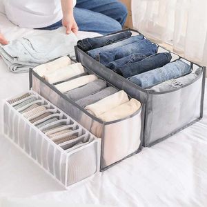 Förvaringslådor BINS Fällbara förvaringsarrangörer Drawer Closet Divider Boxes For Jeans Socks Bh Garderob Clothes Storage Underwear Organizers Set P230324