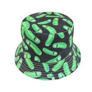 Szerokie brzegowe czapki Winfox Cute Cartoon Printing Busket Hat Rick Fisherman Hat Anime Larva Fishing Cap dla mężczyzn Women P230311