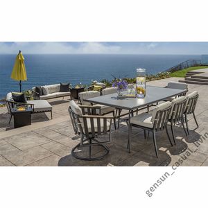Gensun Outdoor Garden furniture Sets with eight Chairs and a rectangular aluminium patio table w/o cushion