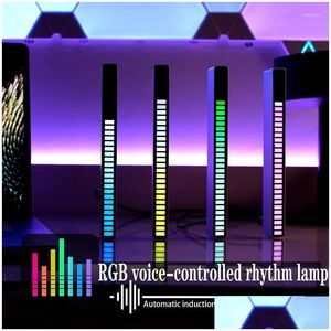 Energilagring Battery Night Lights LED Sound Control Light RGB Voiceaaktiverad musikrytm Ambient App Level för bilens hem Atmosfär Dhuvk