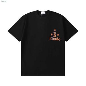 Camisetas masculinas T-shirts Rhude t Shirts para Rhudes Designers Tops Letter Summer Tshirts Vestuário de manga curta Tshirt US Size Teesvrql