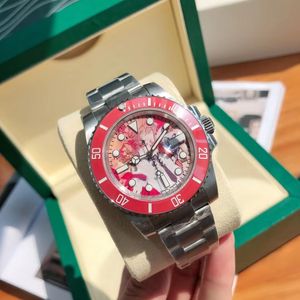 With original box Mens Automatic Mechanica Watches 40mm red Ceramic Stainless Steel WristWatches Sapphire montre de luxe Men Watch