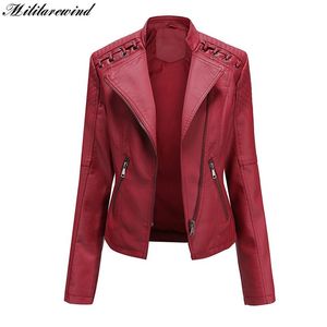 Women's Jackets Short Slim Fit Faux Leather Design PU Women Large Size SXXXL Motorcycle Female Coat Femme 230324