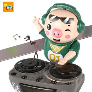 Electric/RC Animals Children Toys DJ Rock Pig Electric Doll Toys Light Music Fun Electronic Party Doll Pig Waddles Dances Musical Toys for Baby Gift 230325