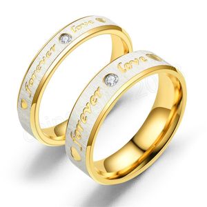 Forever Love Par Ring For Women Men Heart rostfritt stål vigselring mode engagerade festsmycken